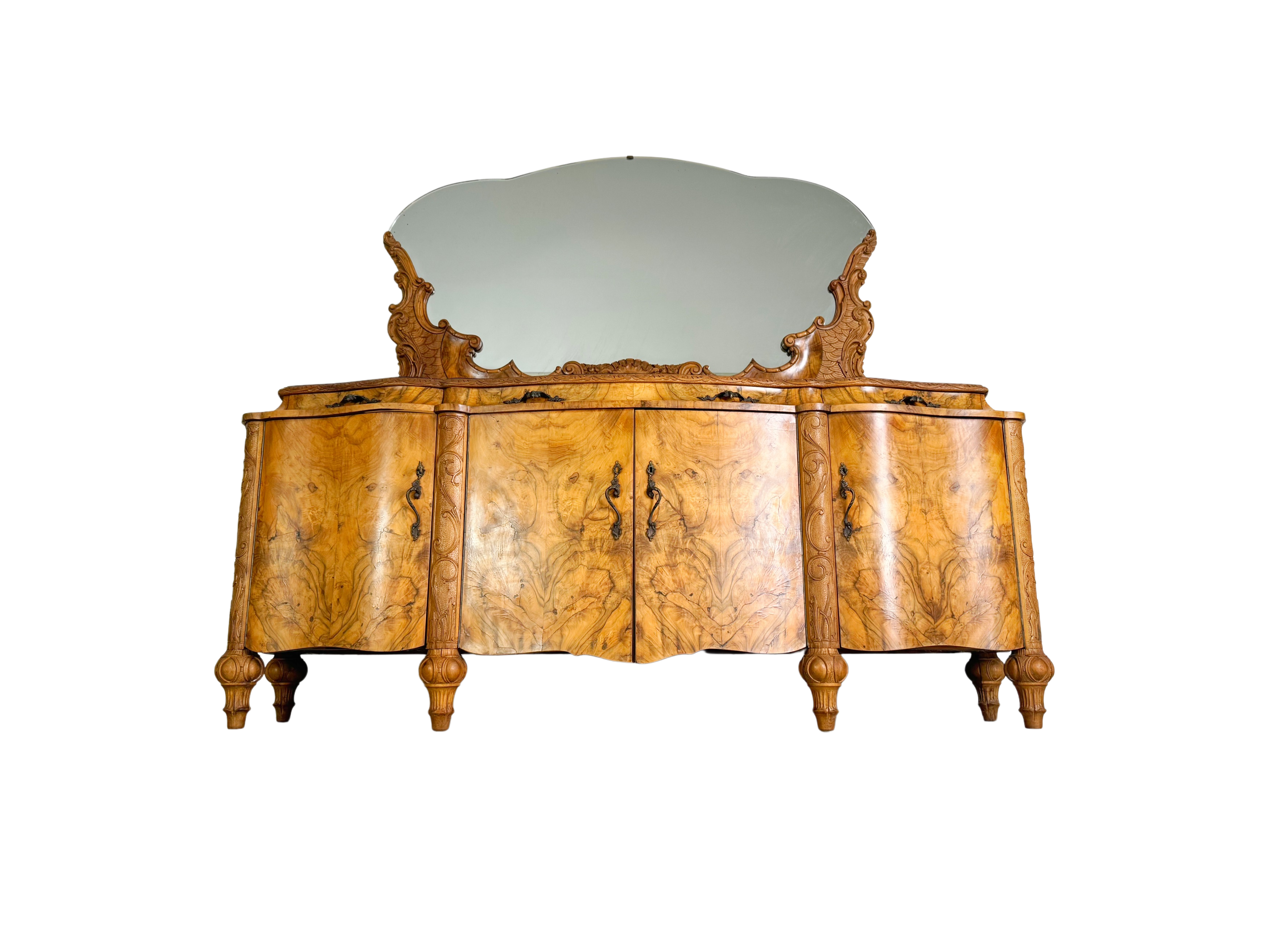 Italienische Anrichte Spätbarock Rokoko Sideboard Mobili Cantù Nussbaum 1920 II