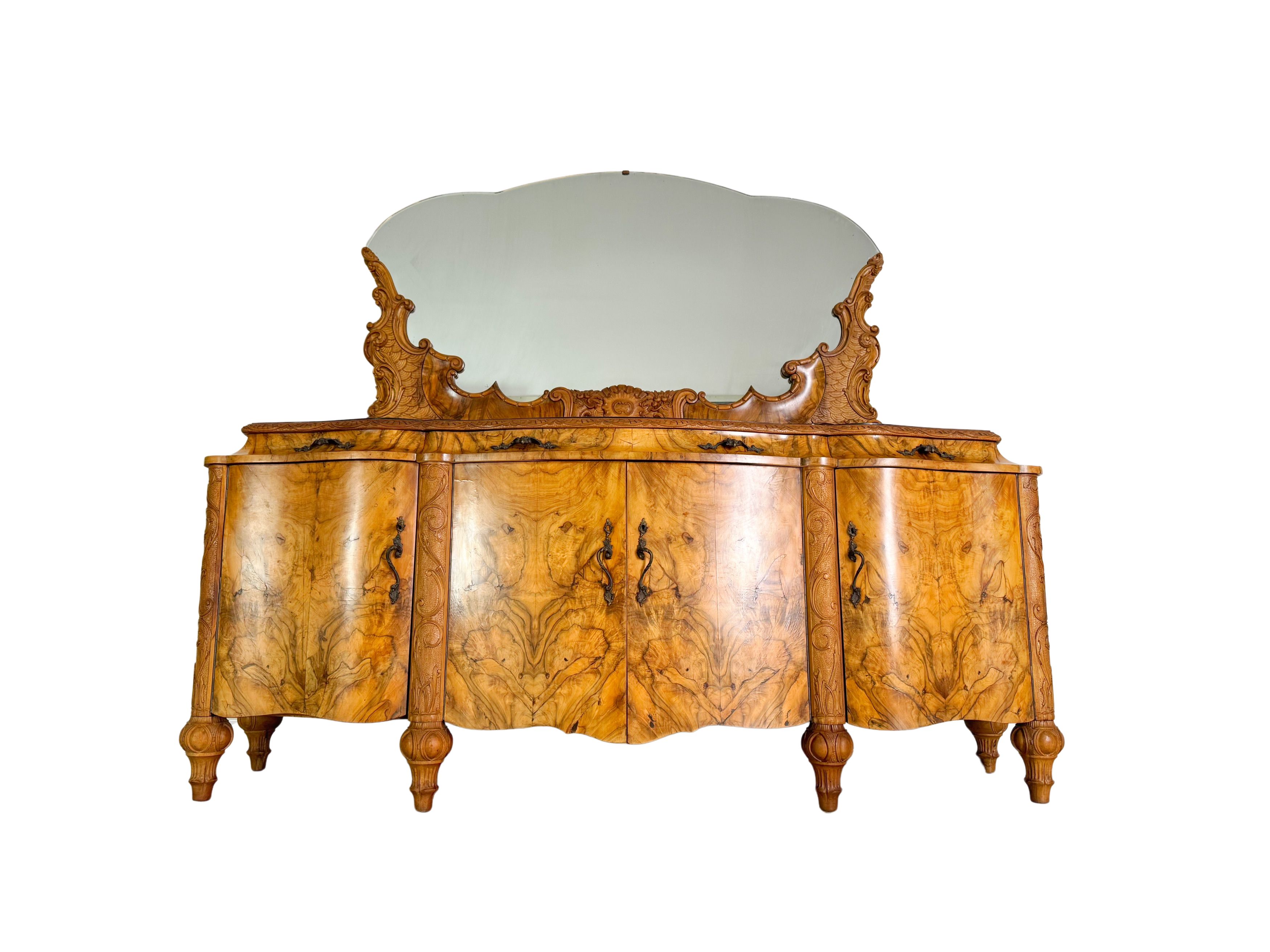 Italienische Anrichte Spätbarock Rokoko Sideboard Mobili Cantù Nussbaum 1920