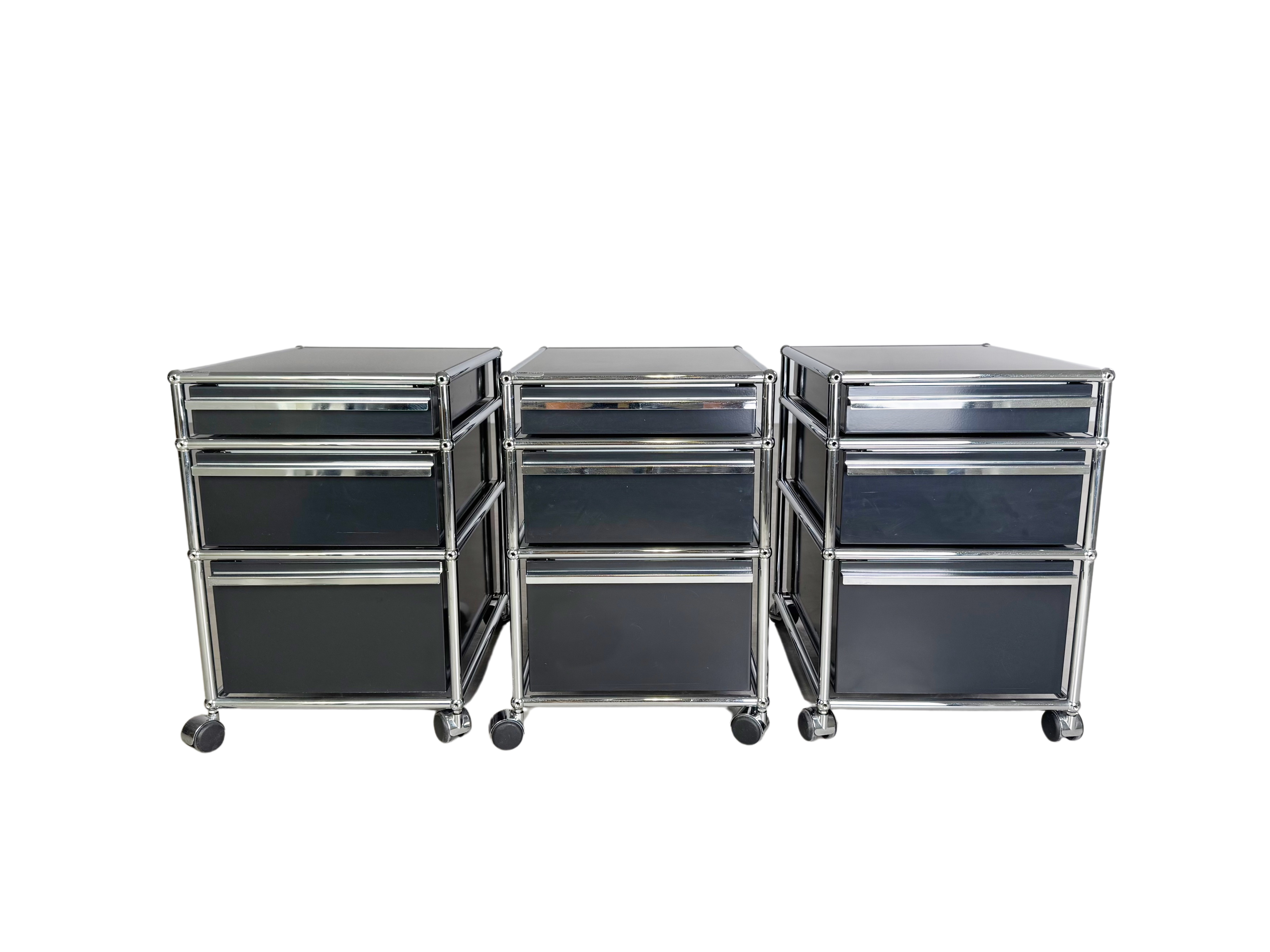 3x USM Haller Rollcontainer Büroschrank Fritz Haller Design schwarz