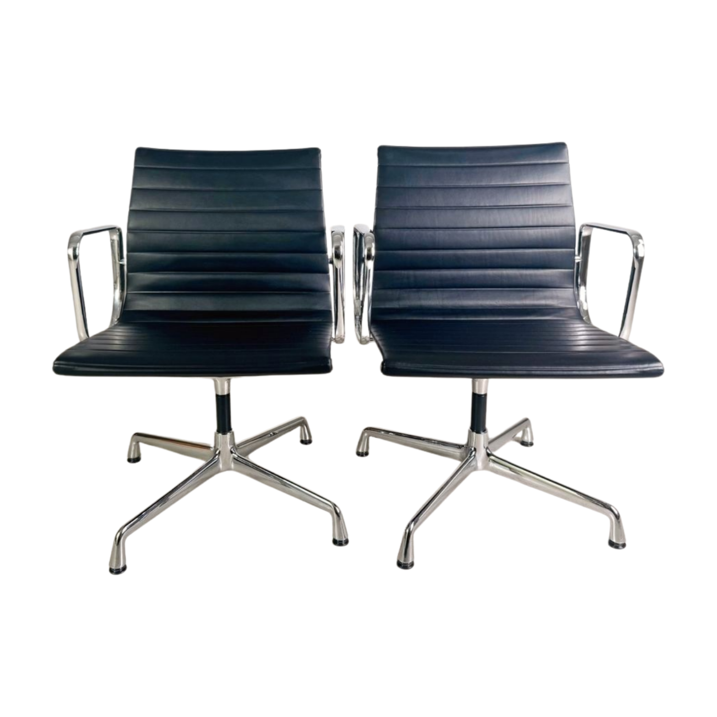 2x Vitra EA 108 Bürostuhl Charles & Ray Eames Leder schwarz