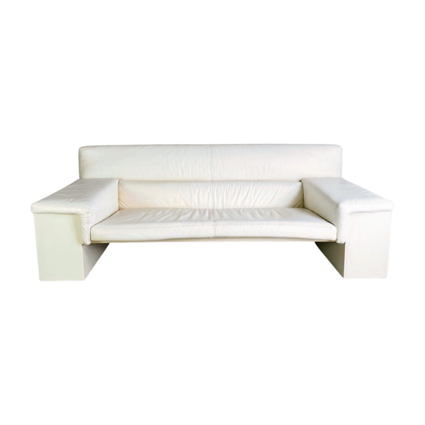 Original Knoll Brigadier Dreisitzer Leder weiß Cini Boeri 1980