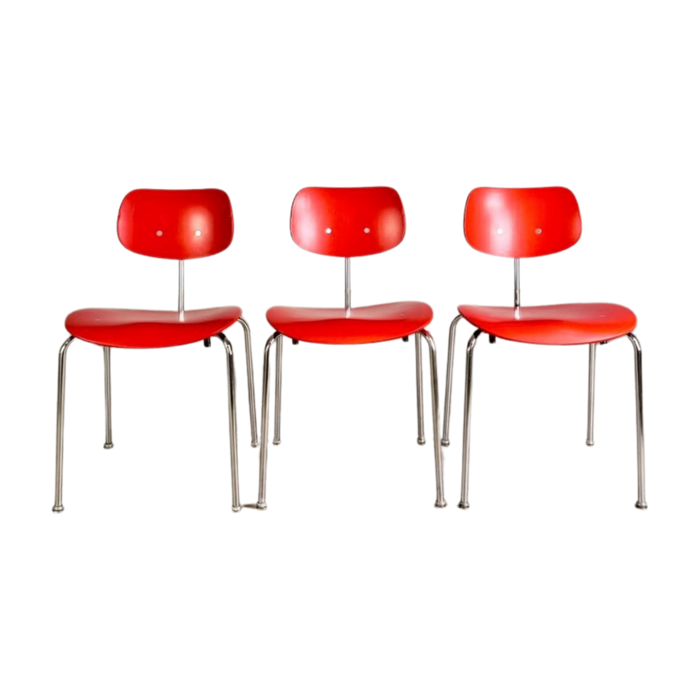 3er Set Egon Eiermann SE68 Midcentury Stühle Wilde+Spieth rot