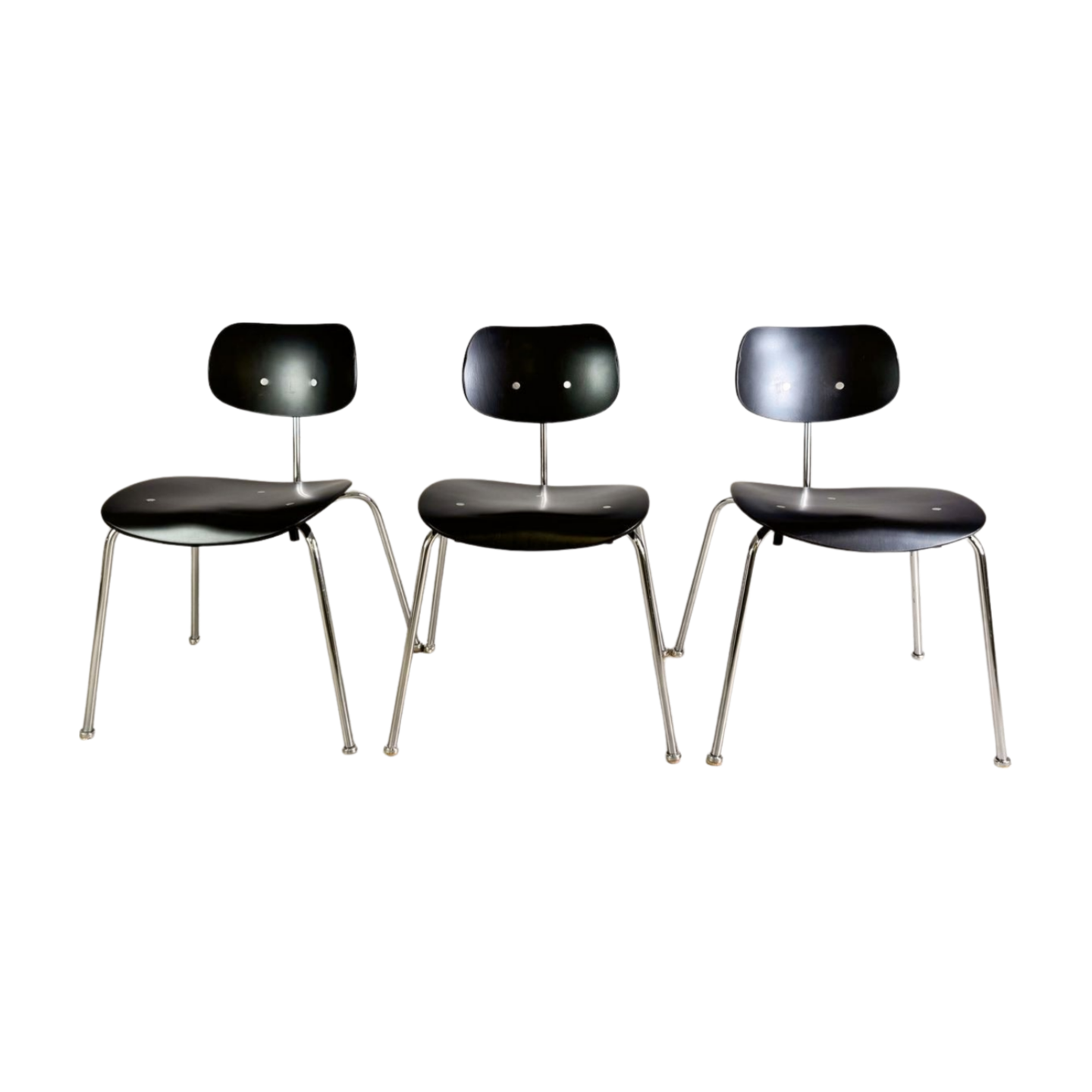 3er Set Egon Eiermann SE68 Midcentury Stühle Wilde+Spieth schwarz