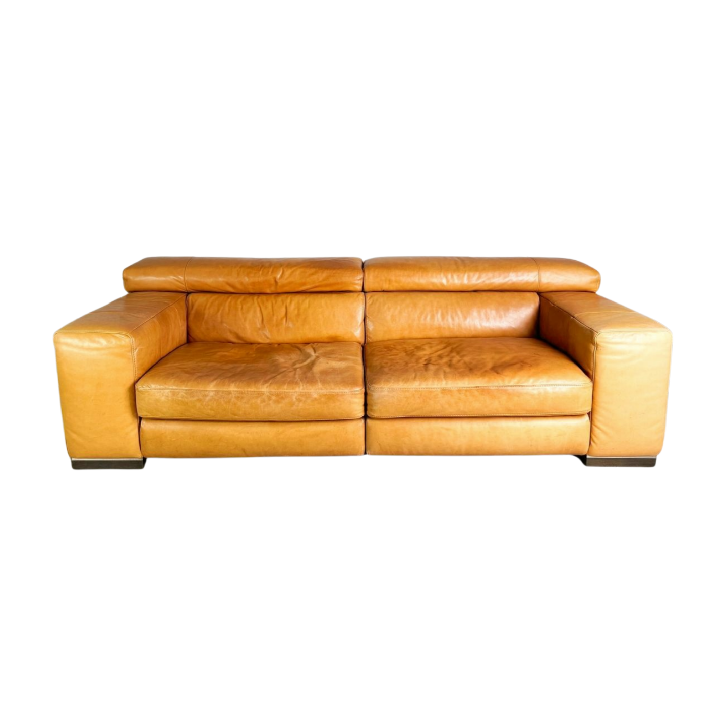 Original Natuzzi Sofa Couch Siena Cognac braun Leder Design