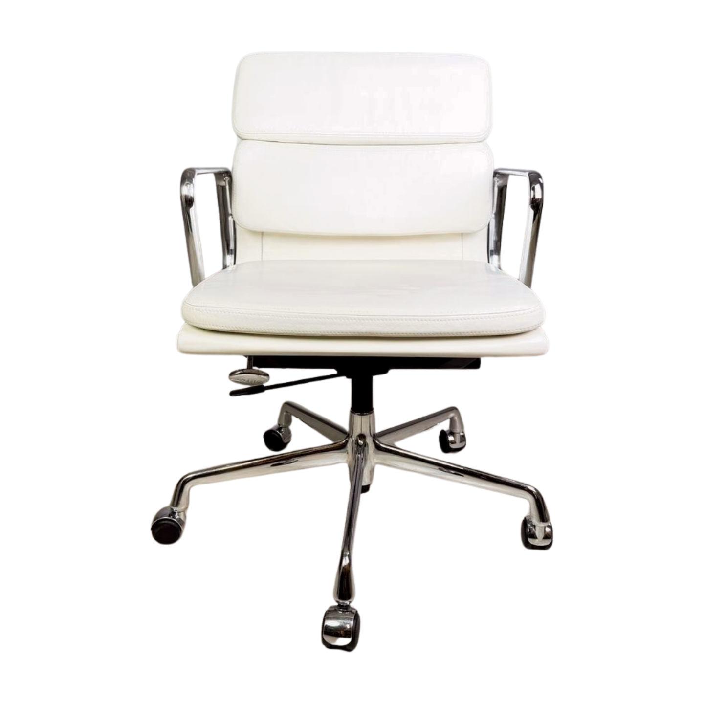 Original Vitra EA 217 Bürostuhl Charles Eames leder weiß Chefsessel