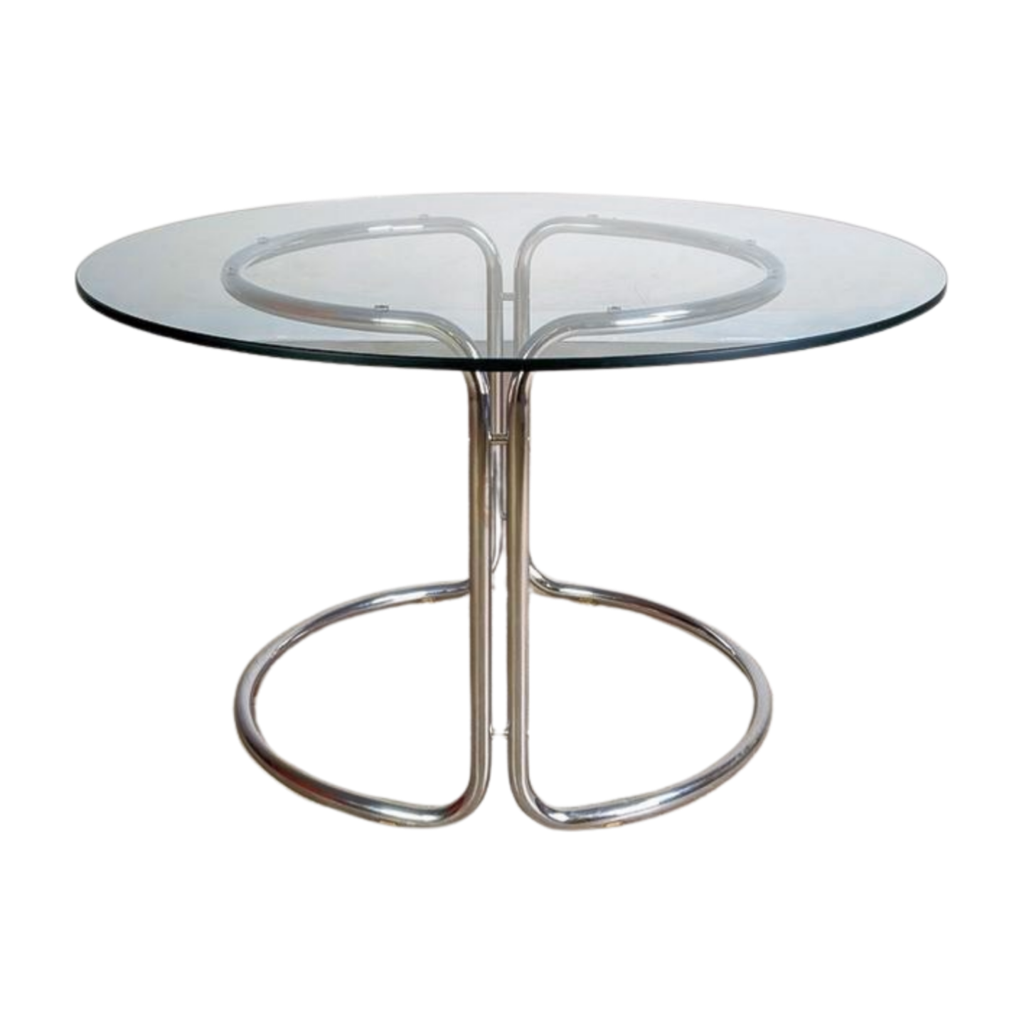 Original Midcentury Esstisch Glastisch Chrom Space Age 1980