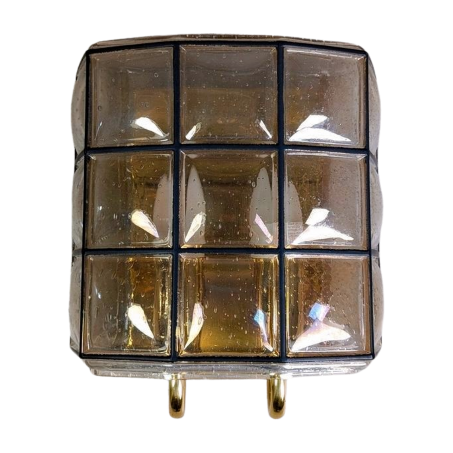 2x Glashütte Limburg Wandleuchte Brutalistisch Lampe Glas doppel