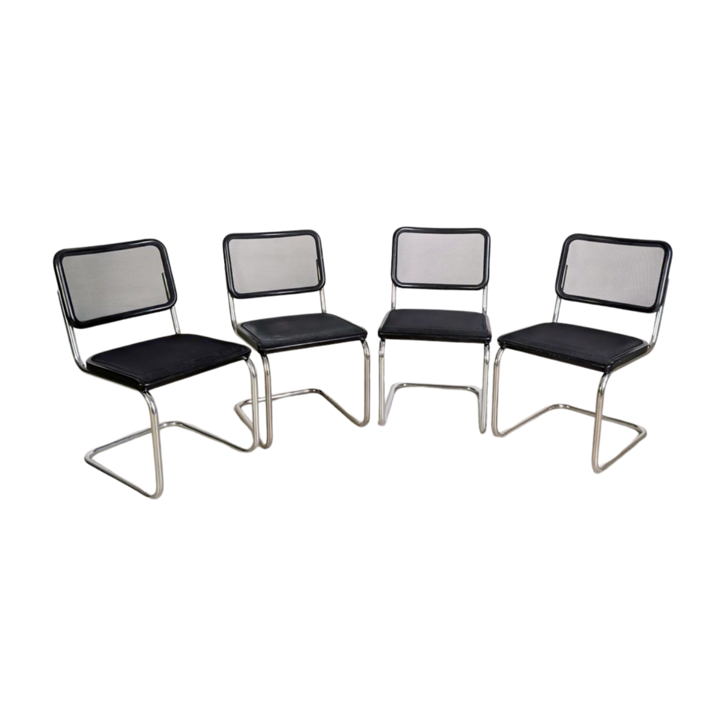 Original 4er Set Thonet Stuhl S32N Netz Mesh Design Freischwinger