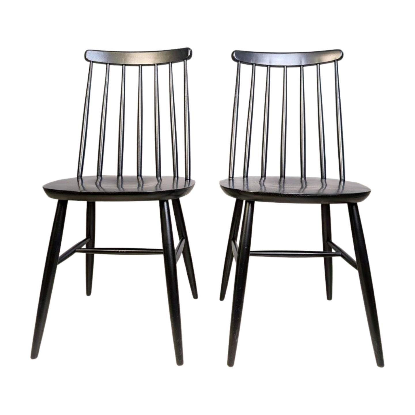 2er Set Midcentury Stuhl Ilmari Tapiovaara Vintage Holzsprossen schwarz