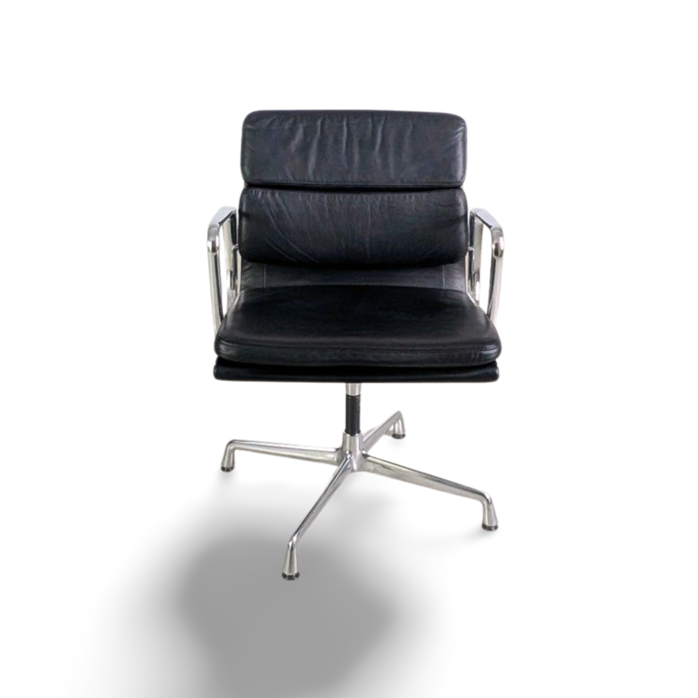 Original Vitra EA 208 soft pad schwarz Leder Stuhl Charles Eames