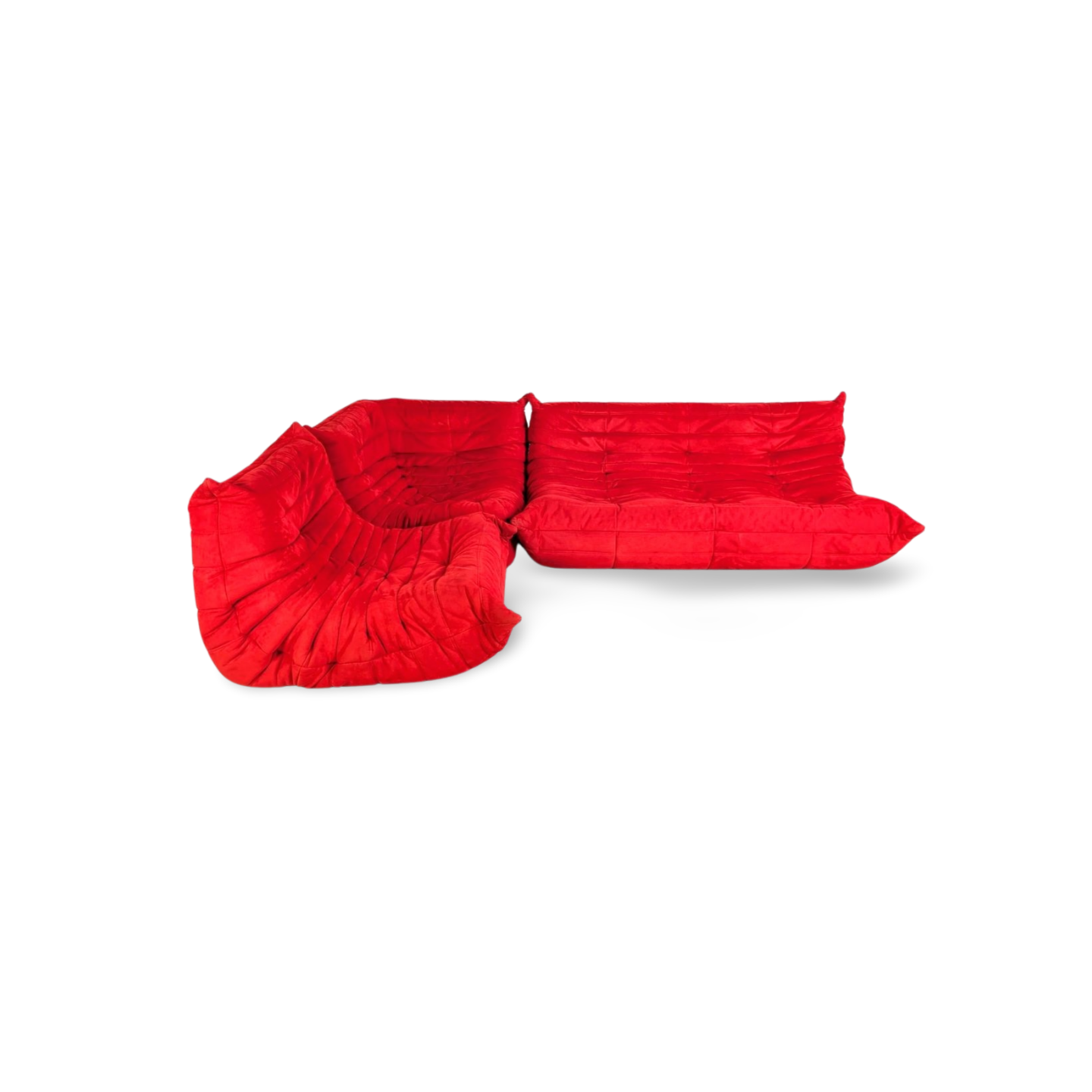 Original Ligne Roset Ecksofa Togo Couch Ducaroy Wildleder rot