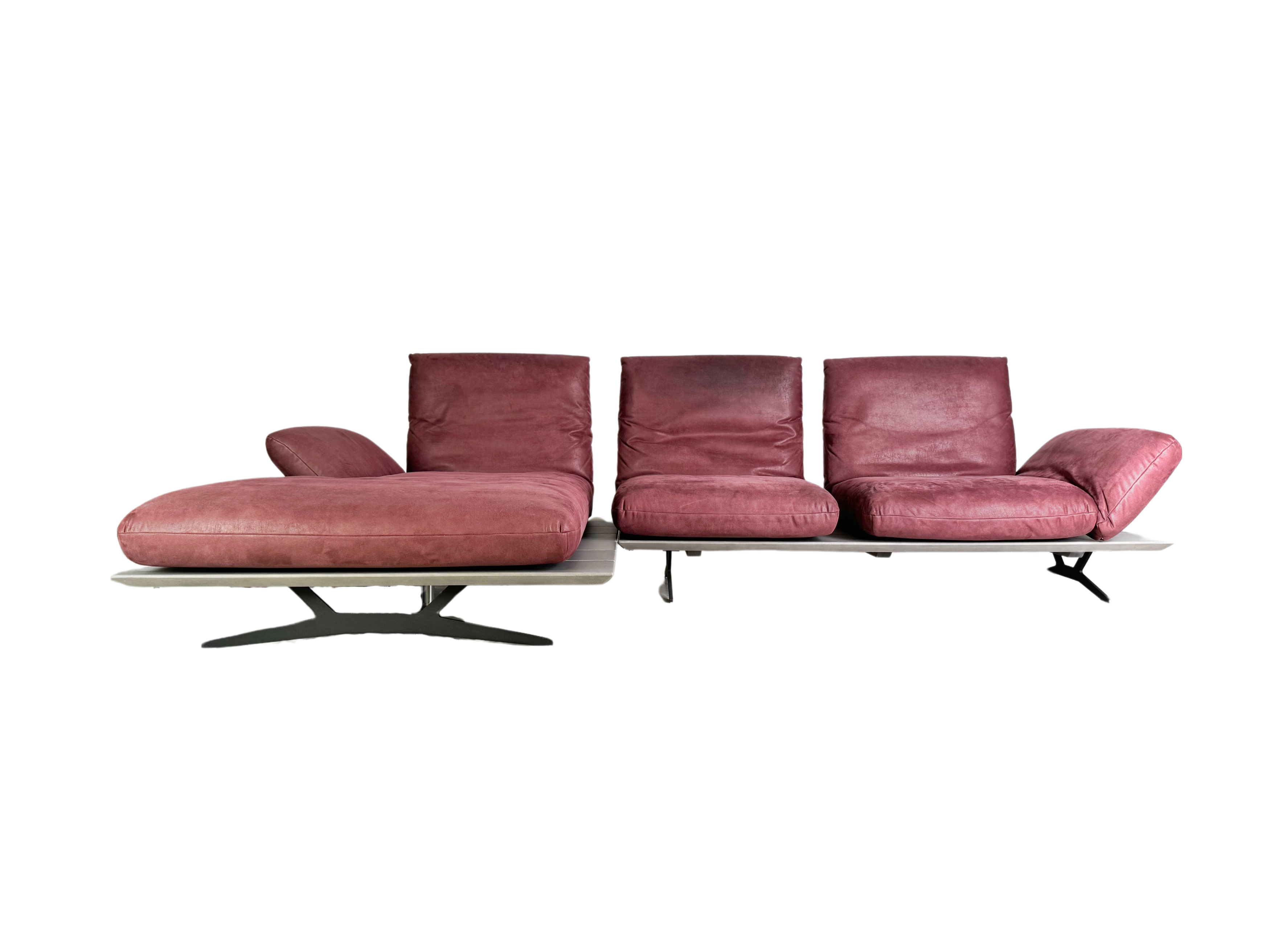 Koinor Ecksofa Marylin Design Couch rot Wildleder